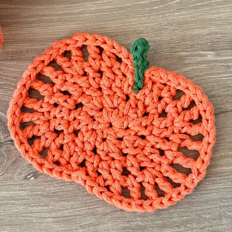 Pumpkin Coaster Set Crochet Pattern - 8 Coasters Become One 3D Pumpkin | PDF